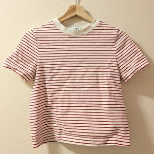 COS White and Red Striped Short Sleeve Tee